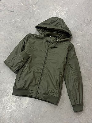 JAQUETA BOMBER IMPERMEÁVEL (TOUCA REMOVÍVEL) VERDE