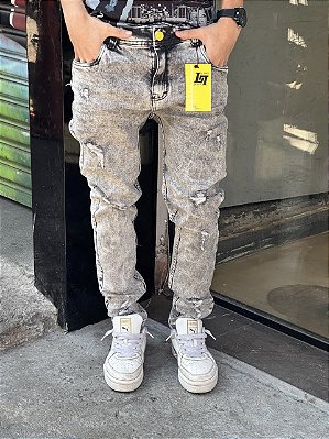 CALÇA JEANS JOGADOR LIPSE CINZA MARMORIZADA (0424)
