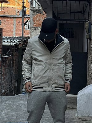 Jaqueta Bomber Hansez Dupla Face (Off White/Azul Marinho)