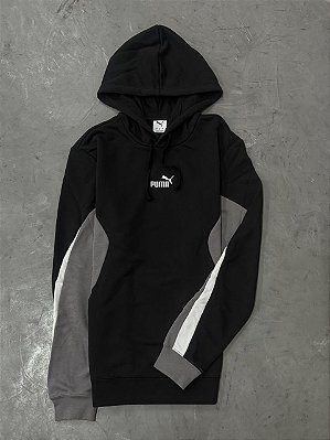 Moletom Puma Canguru Essentials Block (Preto/Cinza)