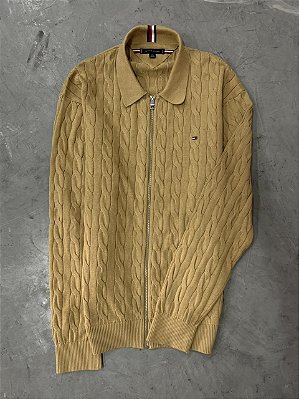 Cardigan Tommy Hilfiger em Tricô Trançado (Amarelo terroso)