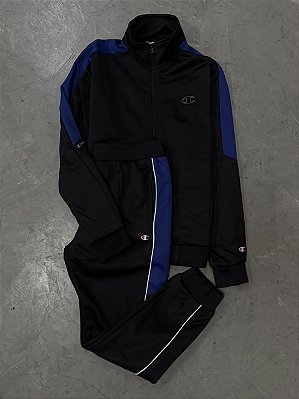 Conjunto Tracksuit Champion Active Two Tone Outline(Preto/Azul)