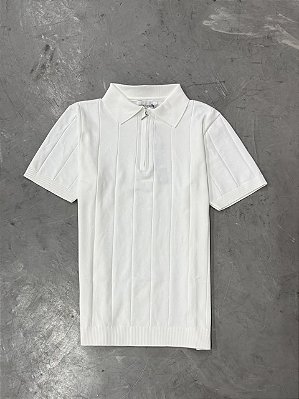 Polo  Boxer Canelada Meio Zíper (Branca)
