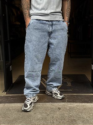 CALÇA JEANS JOGADOR PREMIUM RETA LAVAGEM MÉDIA (AZUL)