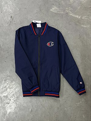 JAQUETA CHAMPION ACTIVE BOMBER  LOGO PATCH (AZUL MARINHO)