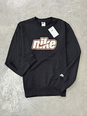Moletom  Nike Suéter Club Crew Futebol  French Terry (Preto)
