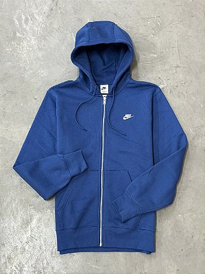 Moletom Nike Club Fleece Zíper (Azul Royal)