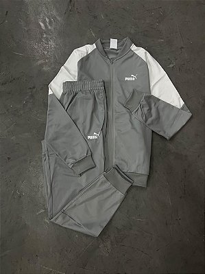 CONJUNTO PUMA POLY SUIT (CINZA/BRANCO)