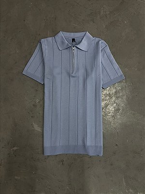 Polo Boxer Canelada Meio Zíper (Azul Bebe)