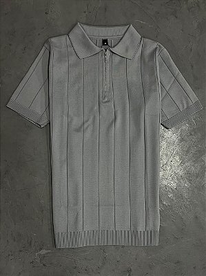 Polo Boxer Canelada Meio Zíper (Cinza)