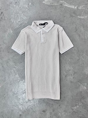 Polo Texturizada Contraste Bege