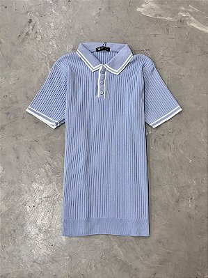 Polo Texturizada Contraste Azul Bebe