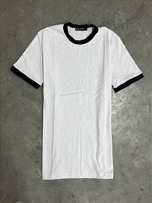 Camiseta Celani Slim de Algodão (Branca/Preta)