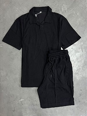CONJUNTO PADRÃO ZARA DE CALOR MODELO GOLA POLO (PRETA)