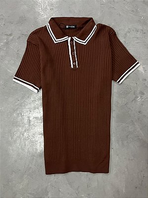Polo Texturizada Contraste MARROM