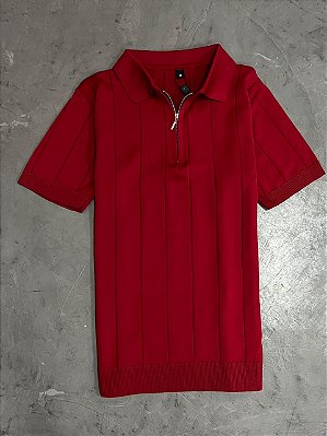 Polo Boxer Canelada Meio Zíper (Vermelha)