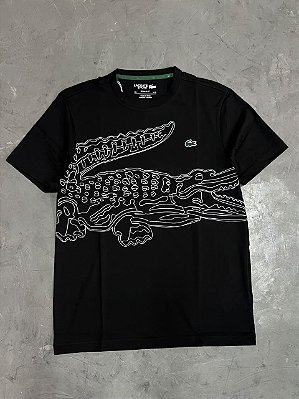 Camiseta Esportiva Estampada de Crocodilo Ultra Dry (PRETA)