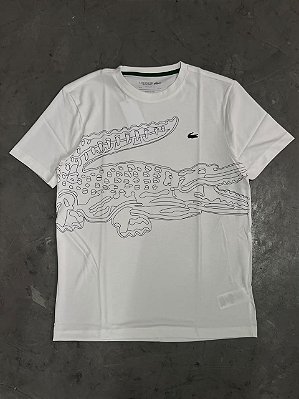 Camiseta Esportiva Estampada de Crocodilo Ultra Dry (BRANCA)