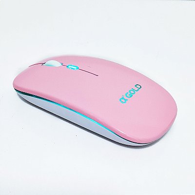 Mouse sem Fio Recarregável - A'gold Ms-02 - Multiuso - Silencioso com LED - Rosa