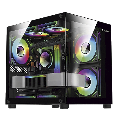 Gabinete Gamer Hayom 4 Fans RGB - Vidro Temperado - Preto - Gb1796