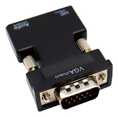 Adaptador VGA para HDMI - com Saída de Áudio + Cabo P2