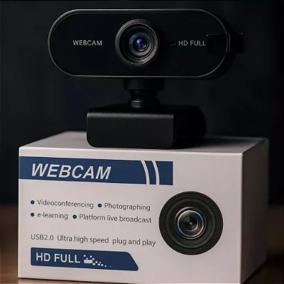 Webcam Full HD 1080P com Microfone Integrado USB 2.0 – Alta Definição