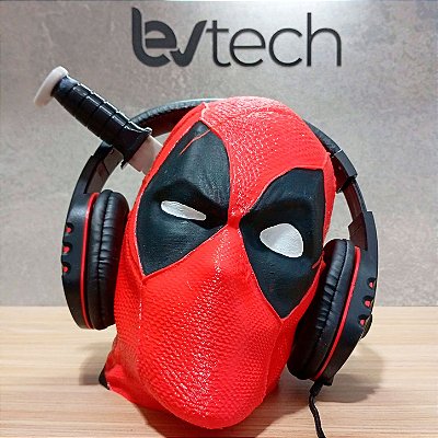 Suporte de Headset e Headfone - Cabeça Deadpool – Marvel - 20cm