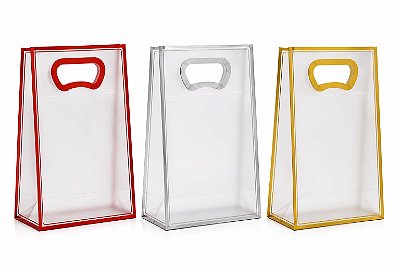 Sacola Transparente Com Borda Metalizada (12 unidades)