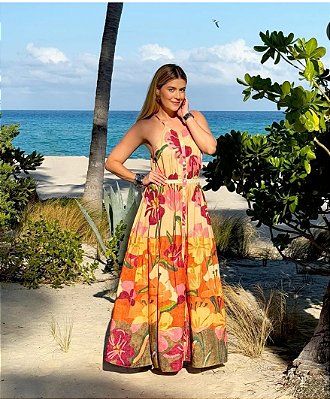 VESTIDO ESTAMPADO LONGO CHEMISIER