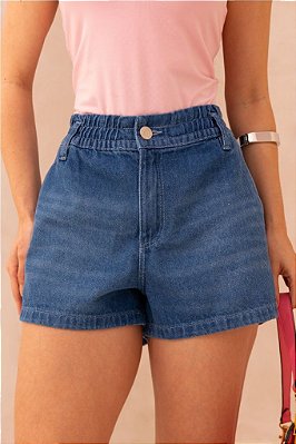 Shorts Jeans Cintura Alta Com Elástico Revanche