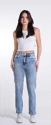 Calça Jeans Mom Barra Normal Revanche Azul