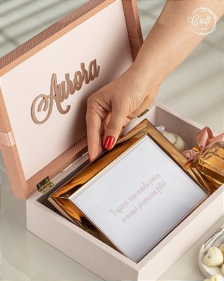 Caixa convite para padrinhos - Porta retratos, aromatizador e melts aromáticos