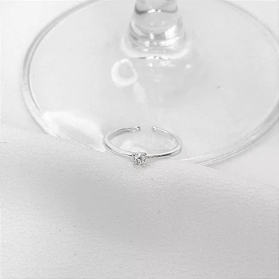 Anel Solitário Cristal - Regulável