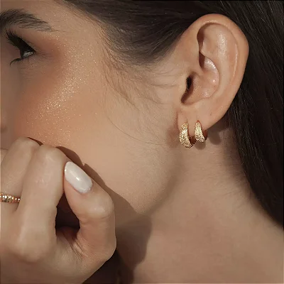 Dupla de Argolas Texturizadas - Dourado