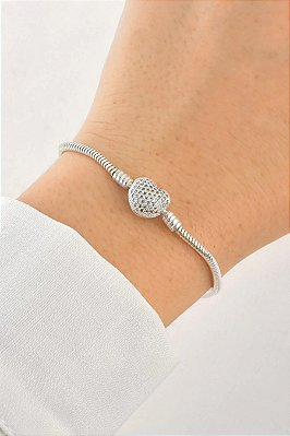 Pulseira para Berloques Coração Cravejado