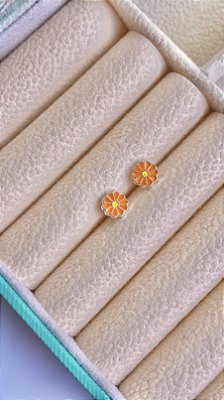 Brinco Infantil Flor Laranja