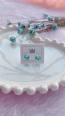 Brinco Ponto de Luz Aquamarine 6mm