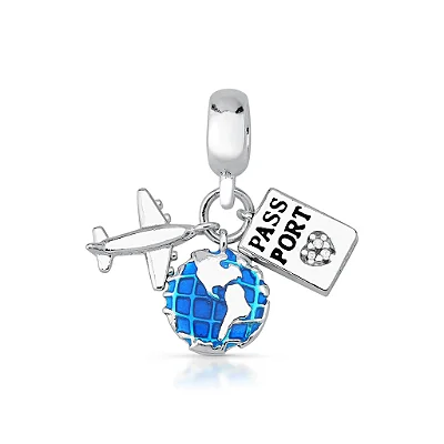 Berloque Avião Passaporte Mundo