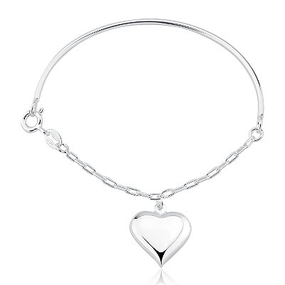 Pulseira Bracelete Coração Liso