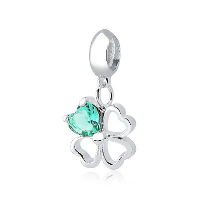 Berloque Trevo com Zircônia Turquesa