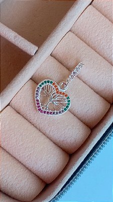 Berloque Arvore da Vida Coração Colorida