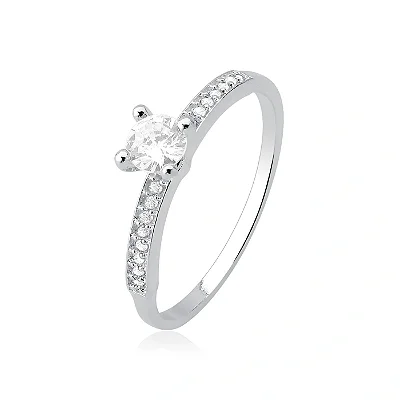 Anel Solitário Cravejado