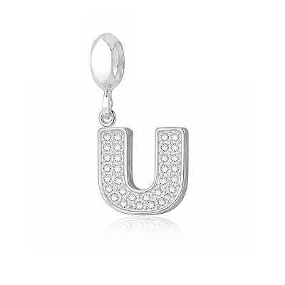 Berloque Letra Cravejada U