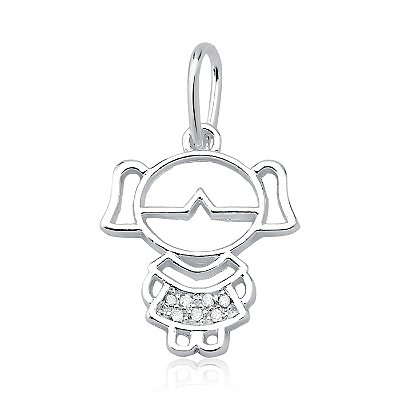 Pingente Menina Vazada Cravejada