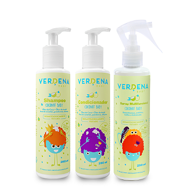 Shampoo, Condicionador e Spray Multifuncional Coconut Baby