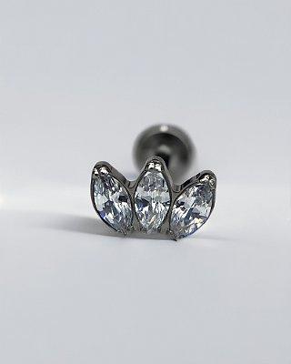 Piercing Labret Navete Zircônias Cúbicas Luminae - Titânio