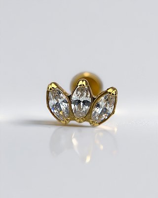 Labret Navete com Zircônias - Dourado Pvd