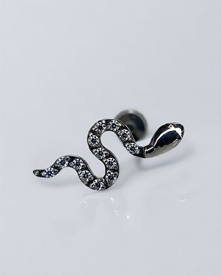 Piercing Labret Serpente com Zircônias Cravejadas - Titânio