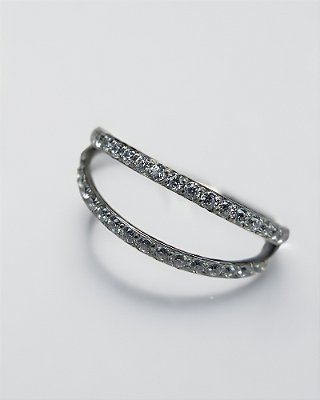 Piercing Argola Dupla Fileira Separada com Zircônias Cravejadas - Titânio