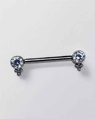 Piercing Mamilo Barbell Reto com Zircônia Ornamentada Zyra - Titânio